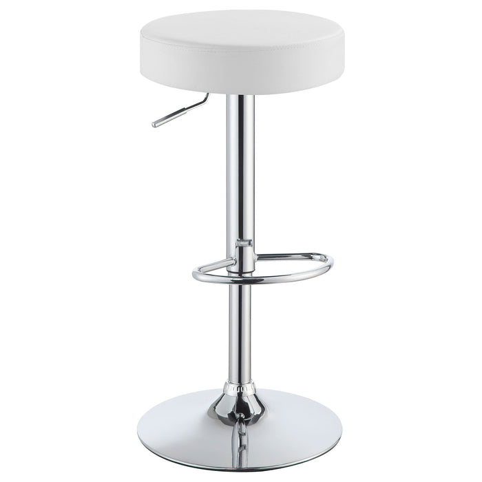 Ramses Adjustable Backless Bar Stool Chrome and White / Black