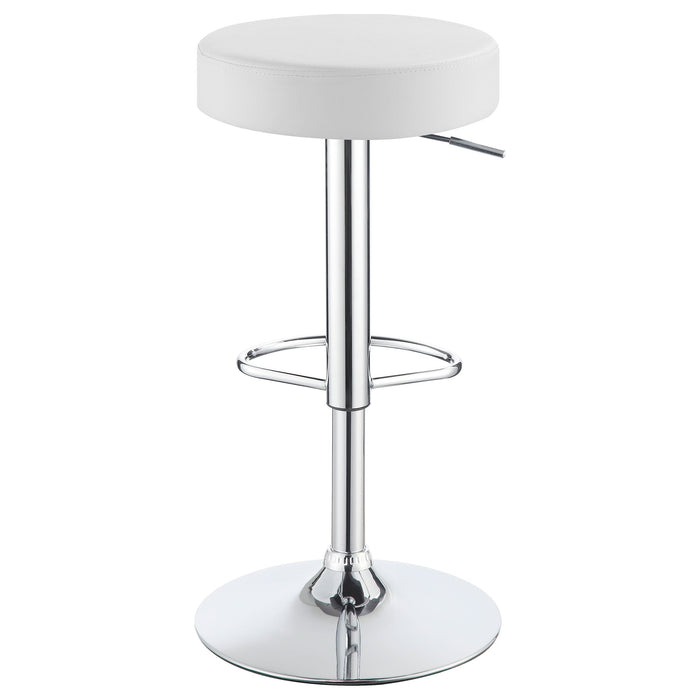 Ramses Adjustable Backless Bar Stool Chrome and White / Black