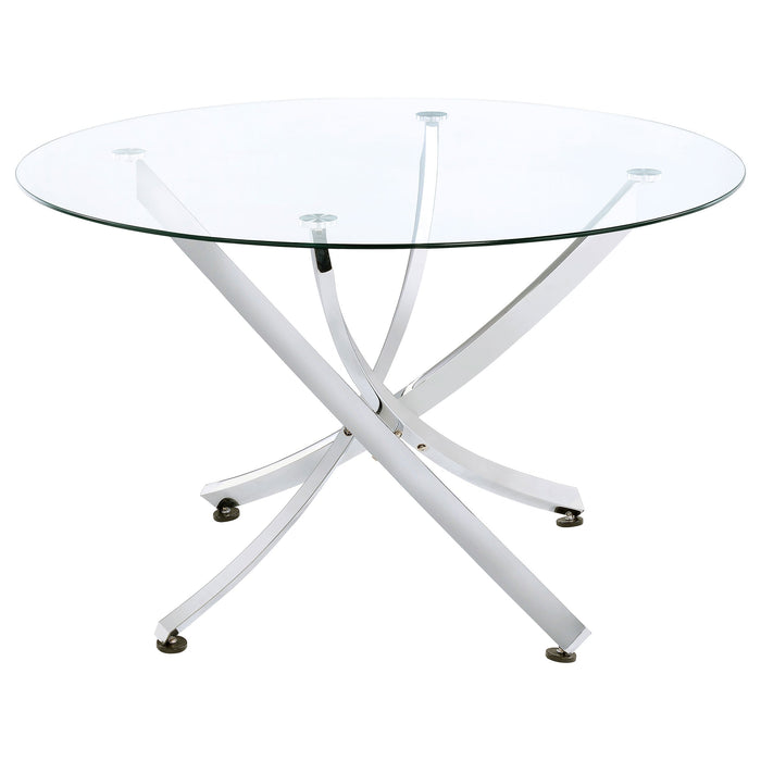 Beckham Round 46-inch Glass Top Dining Table Brass
