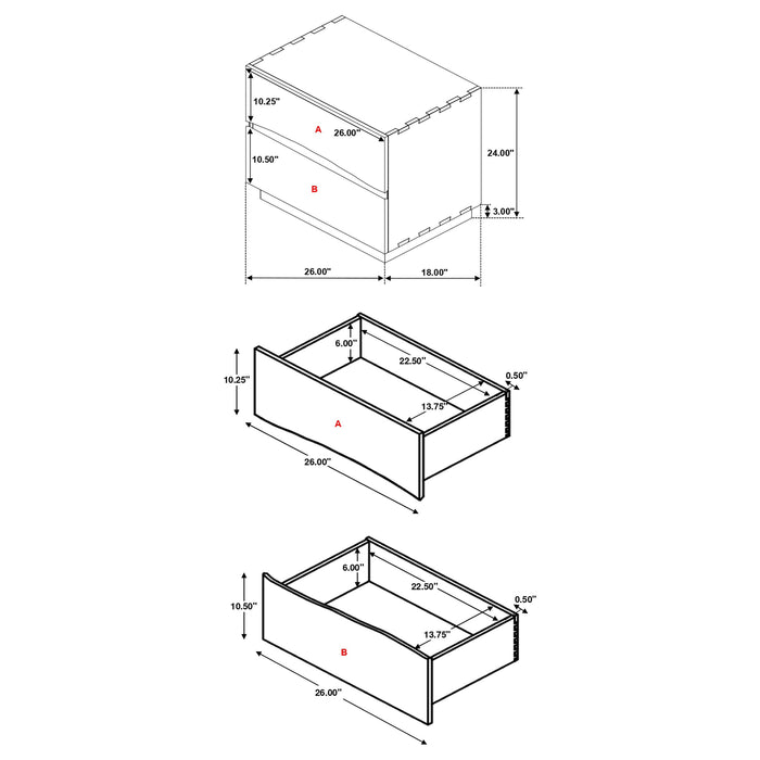 Winslow 2-drawer Nightstand Smokey Walnut