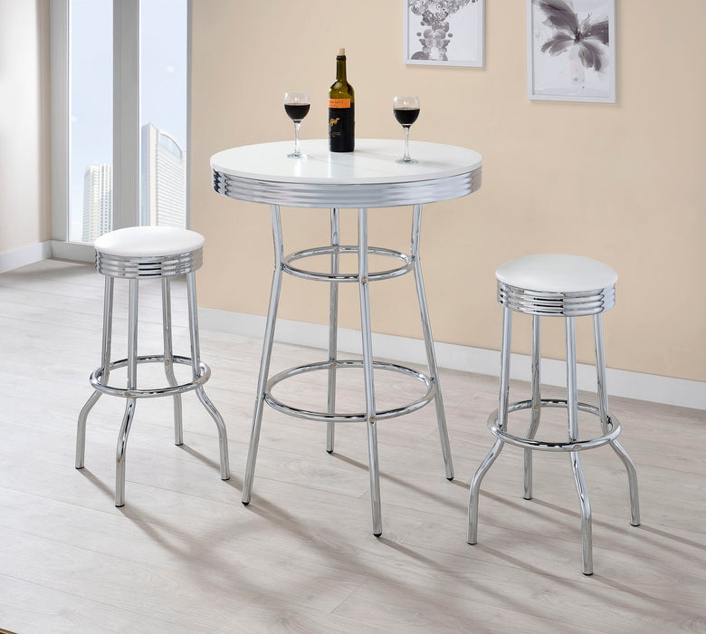 Retro  Round 1950s Bistro Pub Bar Table Set White