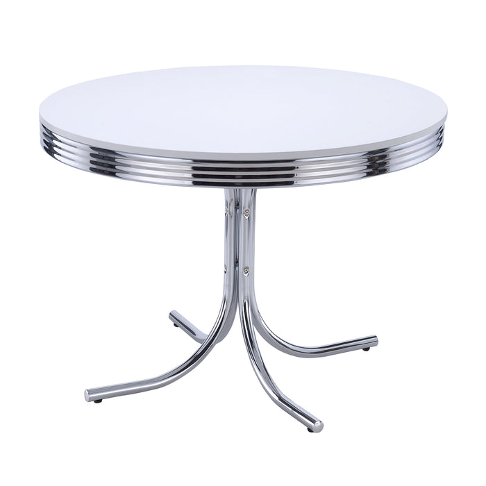 Retro  Oval Dining Table Set White and Black