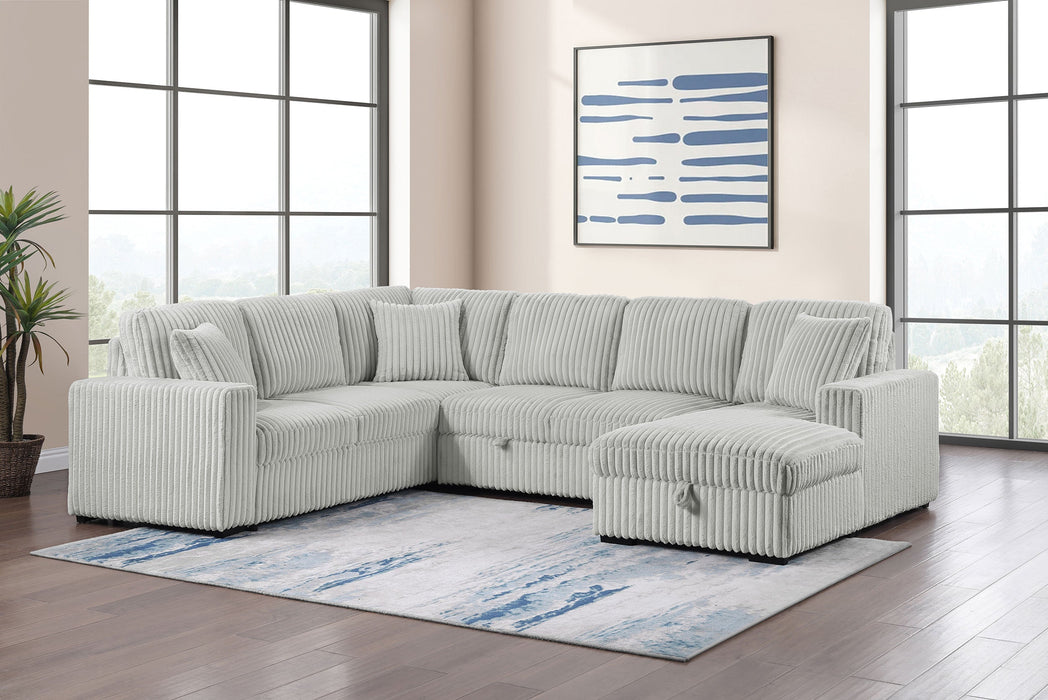 David Upholstered Reclining Sectional Sofa Smoke