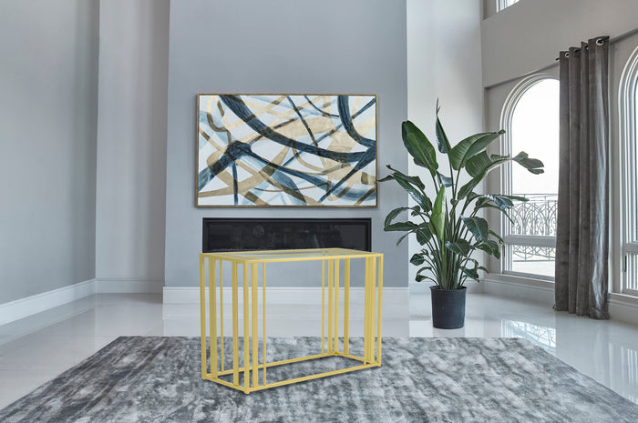 Adri Glass Top Entryway Sofa Console Table Matte Brass