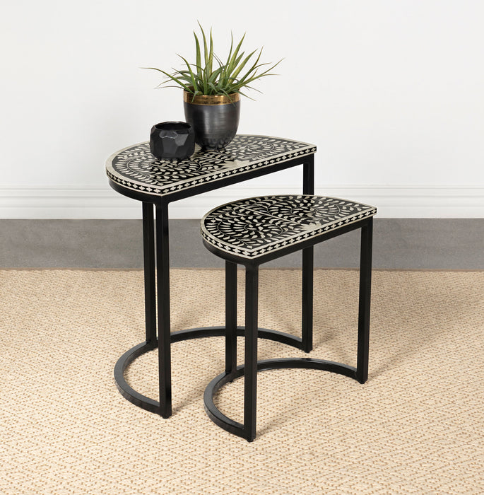 Zakiya  Demilune Nesting Table Set Black and White