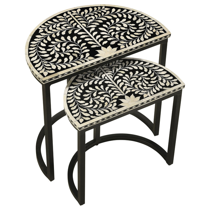 Zakiya  Demilune Nesting Table Set Black and White