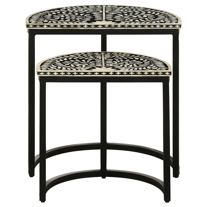 Zakiya  Demilune Nesting Table Set Black and White