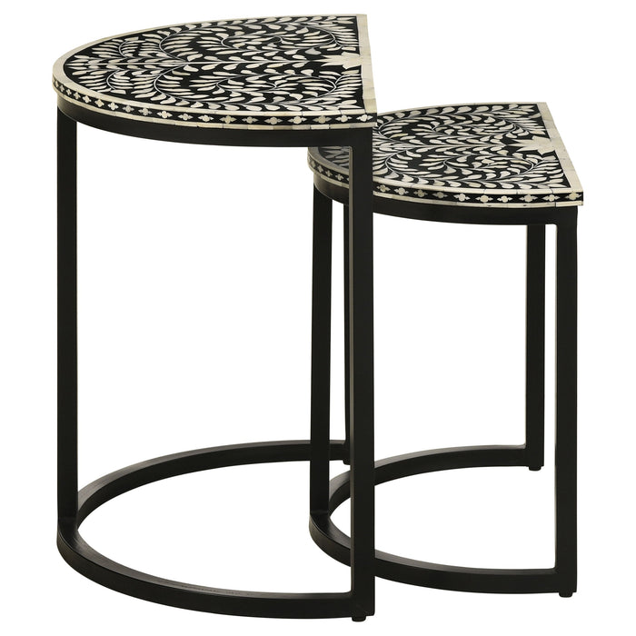 Zakiya  Demilune Nesting Table Set Black and White