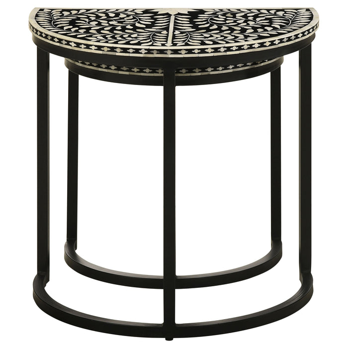 Zakiya  Demilune Nesting Table Set Black and White