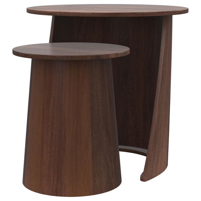 Yency  Round Mango Wood Nesting Table Set Dark Brown