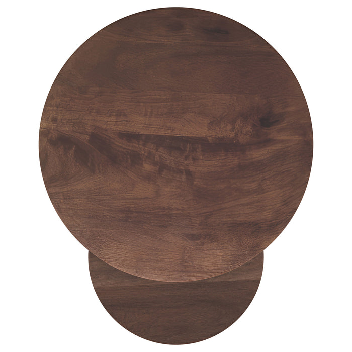 Yency  Round Mango Wood Nesting Table Set Dark Brown