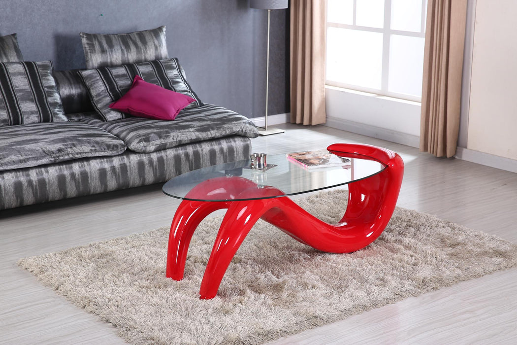 Beverly Red Coffee Table Glass