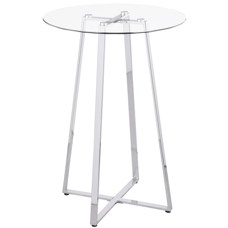 Zanella Round 30-inch Glass Top Bistro Bar Table Chrome