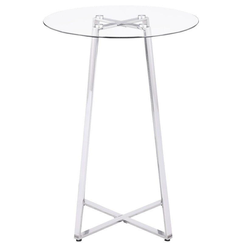 Zanella Round 30-inch Glass Top Bistro Bar Table Chrome