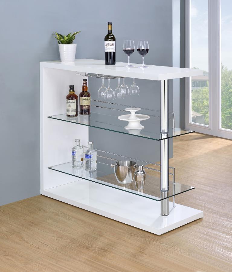 Mesa de vino rectangular Prescott de alto brillo para el hogar