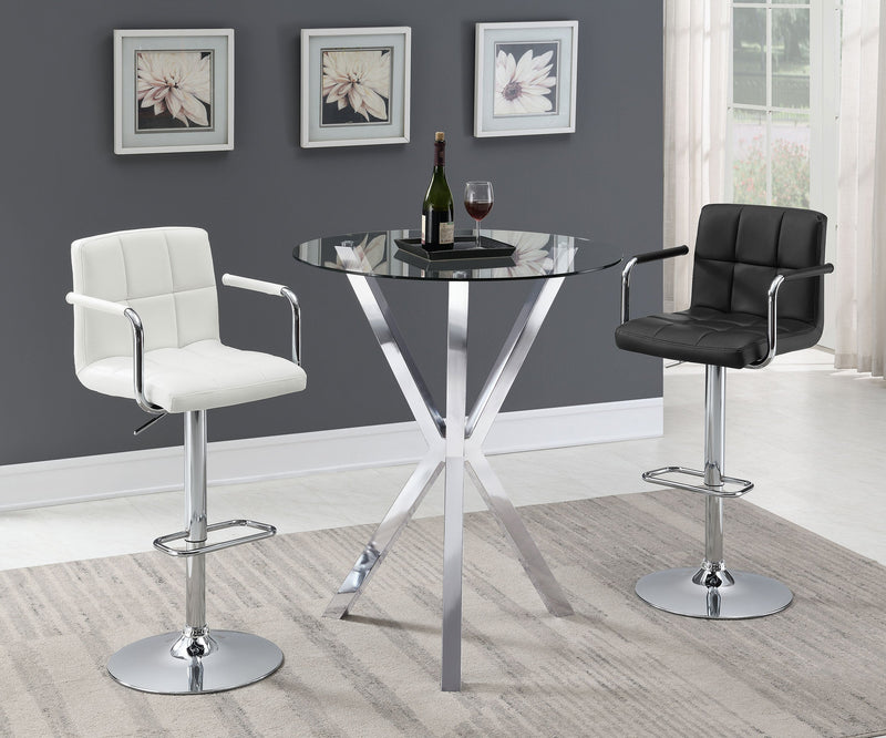 Mesa de bar bistró Denali con tablero de cristal de 35 pulgadas y base cromada