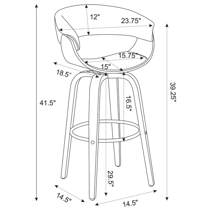 Zion Upholstered Swivel Bar Stool Walnut and Black