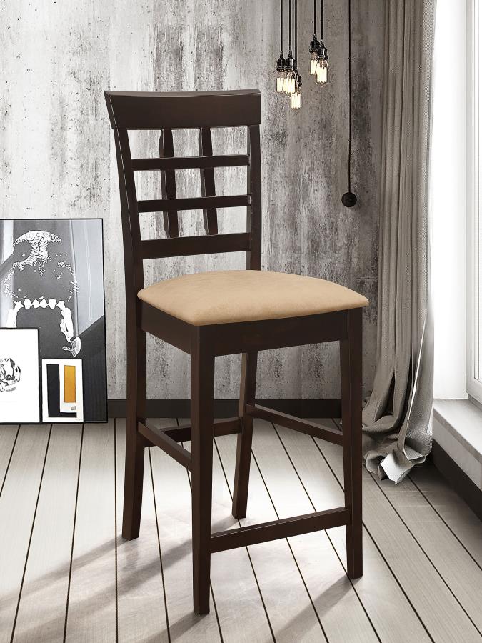 Silla de mostrador Gabriel con respaldo de celosía, color capuchino (juego de 2)