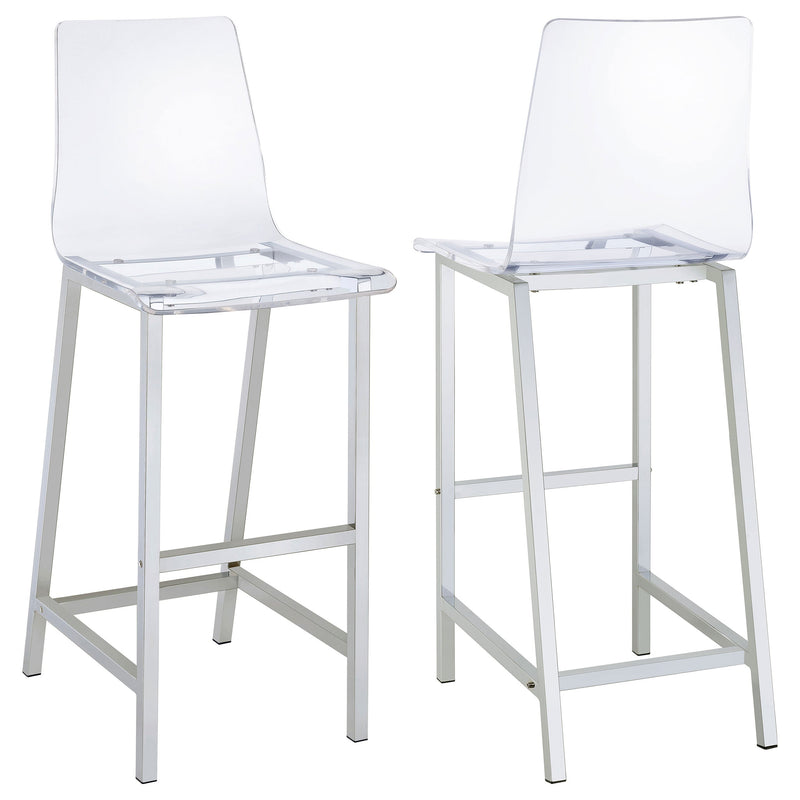 Silla de bar Juelia de acrílico transparente con cromo (Juego de 2)