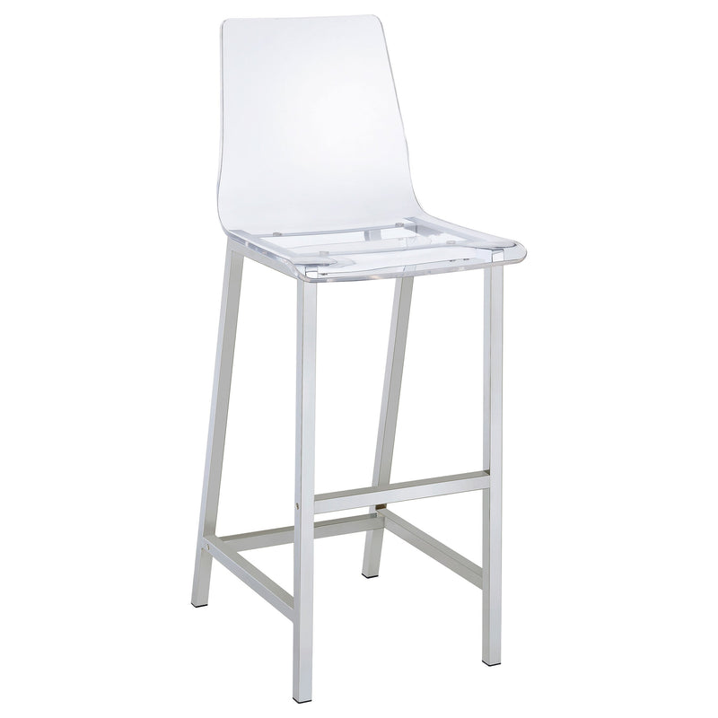 Silla de bar Juelia de acrílico transparente con cromo (Juego de 2)