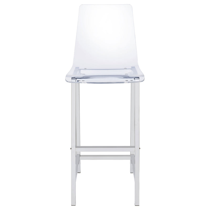 Silla de bar Juelia de acrílico transparente con cromo (Juego de 2)