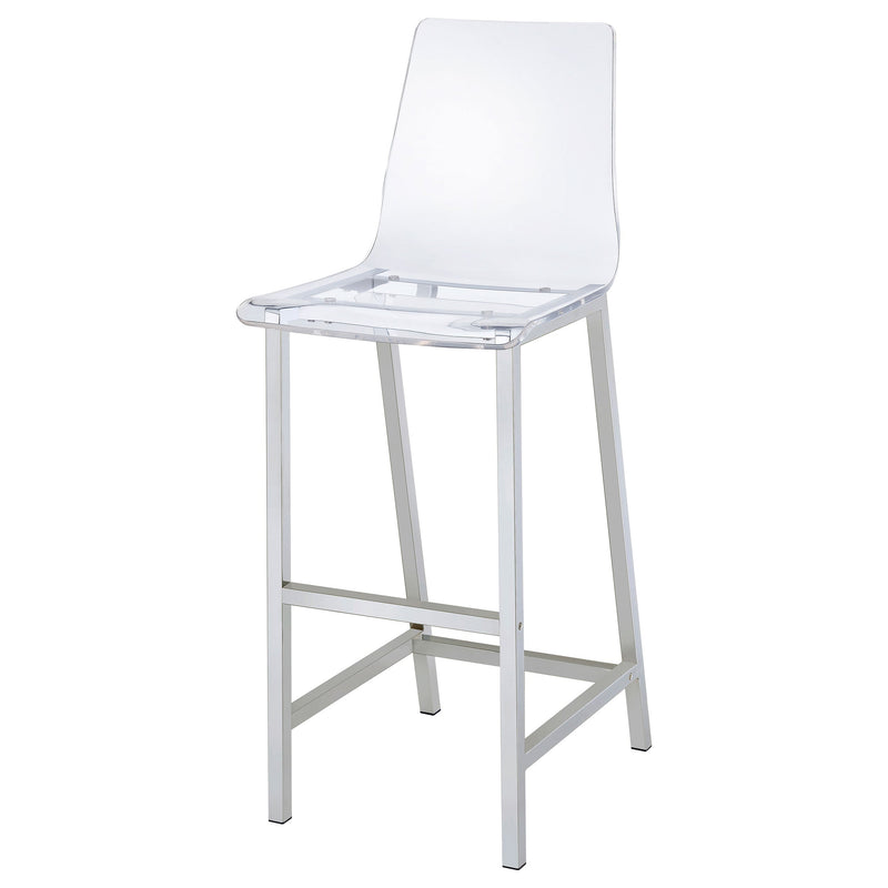 Silla de bar Juelia de acrílico transparente con cromo (Juego de 2)