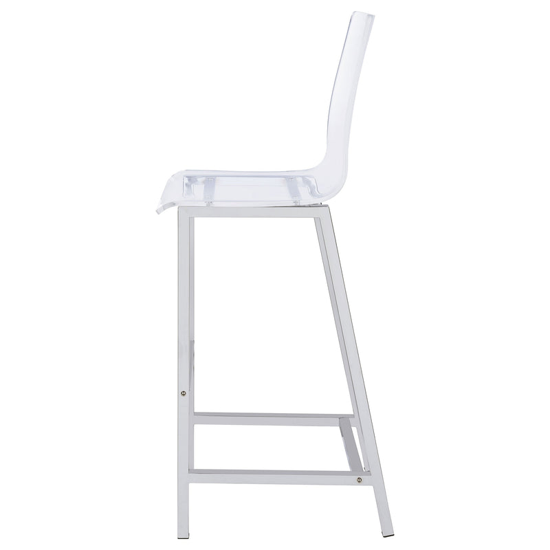 Silla de bar Juelia de acrílico transparente con cromo (Juego de 2)