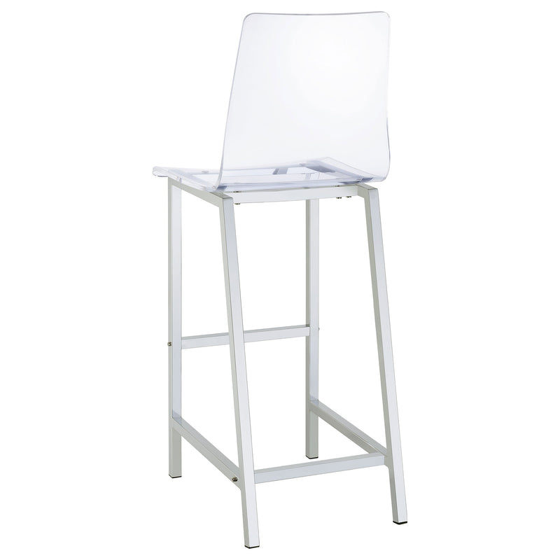 Silla de bar Juelia de acrílico transparente con cromo (Juego de 2)