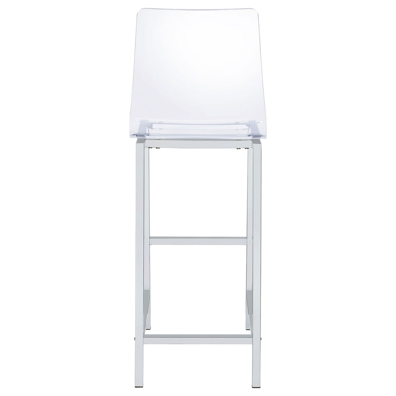 Silla de bar Juelia de acrílico transparente con cromo (Juego de 2)