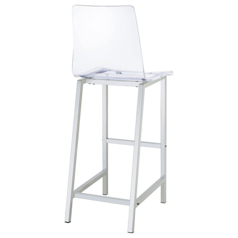 Silla de bar Juelia de acrílico transparente con cromo (Juego de 2)
