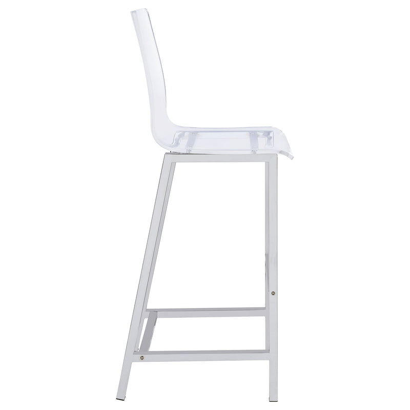 Silla de bar Juelia de acrílico transparente con cromo (Juego de 2)