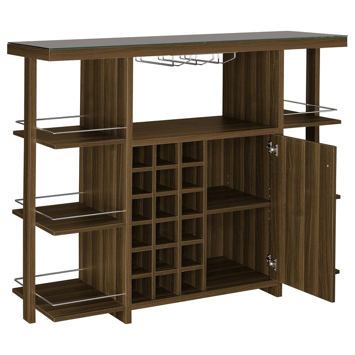 Evelio Bar Unit with Wine Bottle Storage Walnut