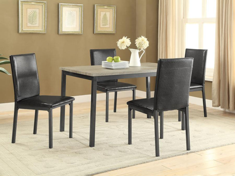 Juego de mesa de comedor rectangular Garza de 5 piezas, negro