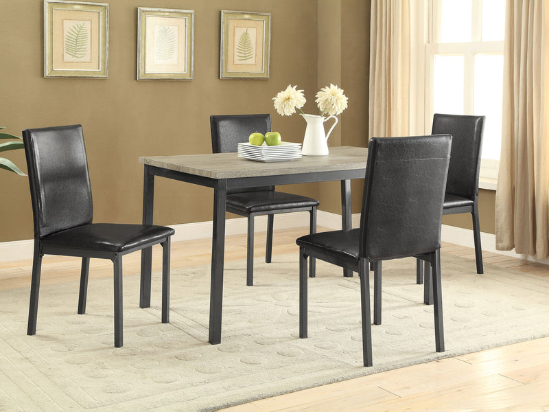 Juego de mesa de comedor rectangular Garza de 5 piezas, negro