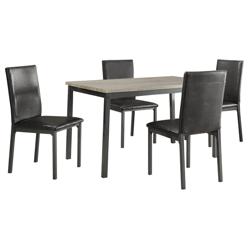 Juego de mesa de comedor rectangular Garza de 5 piezas, negro