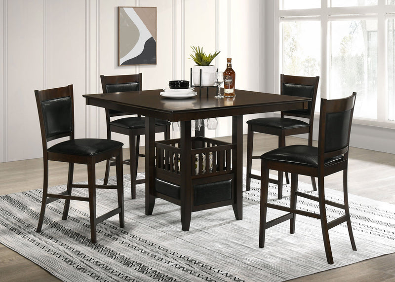 Juego de comedor Jaden de 5 piezas para altura de mostrador, color espresso