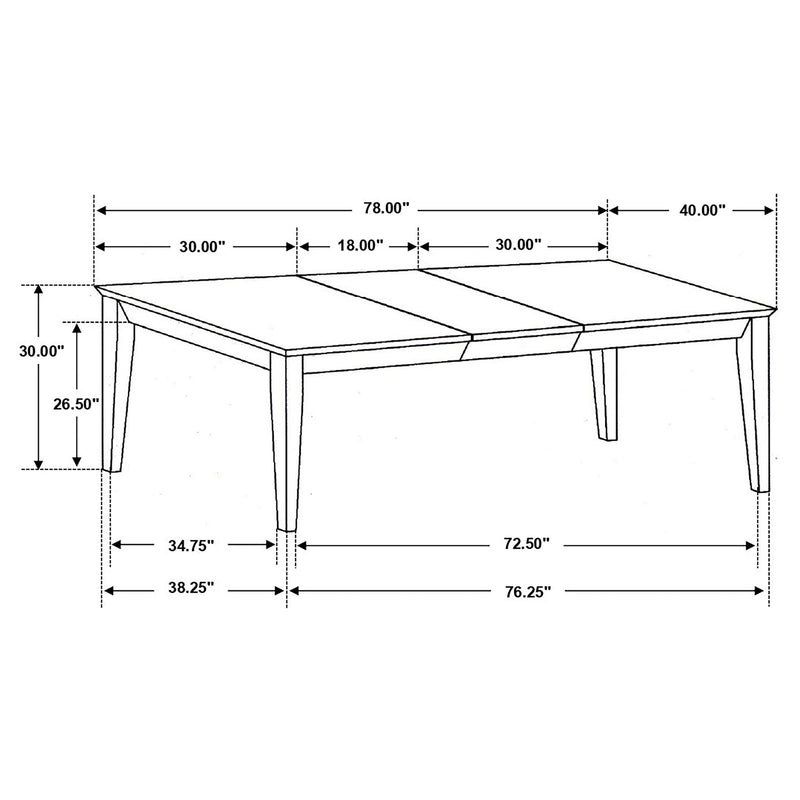Mesa de comedor Louise rectangular extensible de 78 pulgadas con alas, color negro