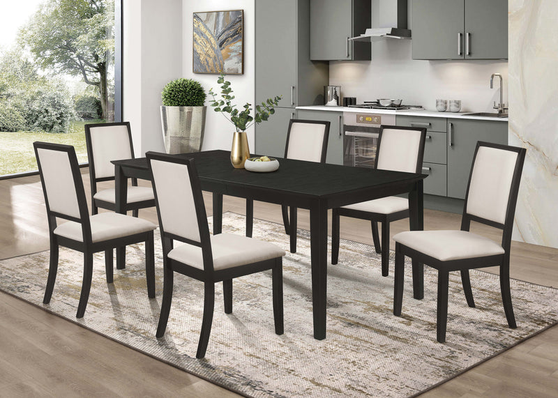 Mesa de comedor Louise rectangular extensible de 78 pulgadas con alas, color negro