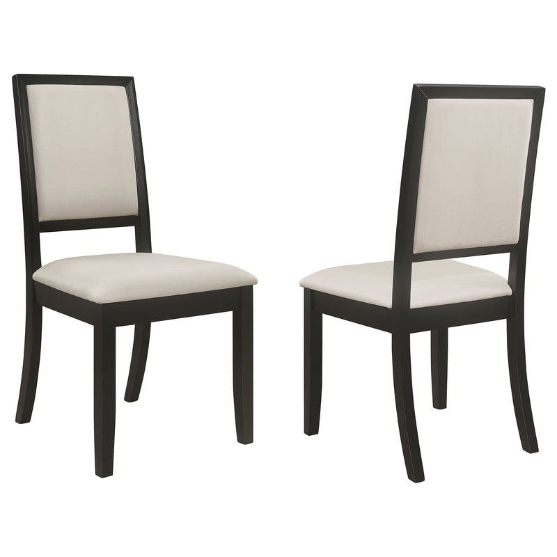 Silla de comedor lateral Louise tapizada en madera negra (juego de 2)