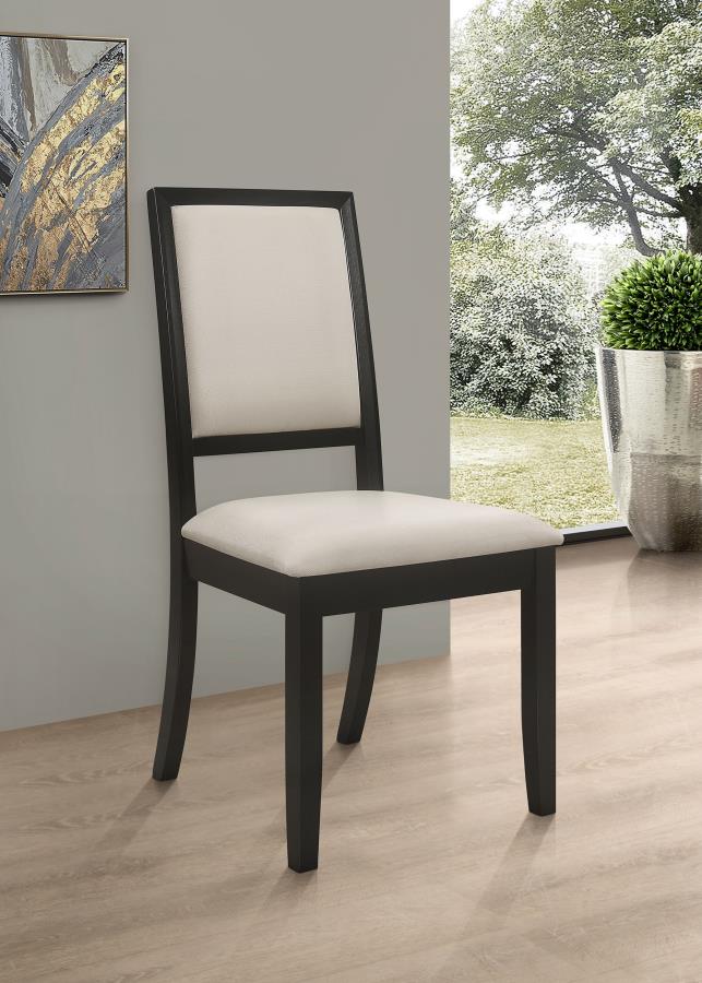 Silla de comedor lateral Louise tapizada en madera negra (juego de 2)