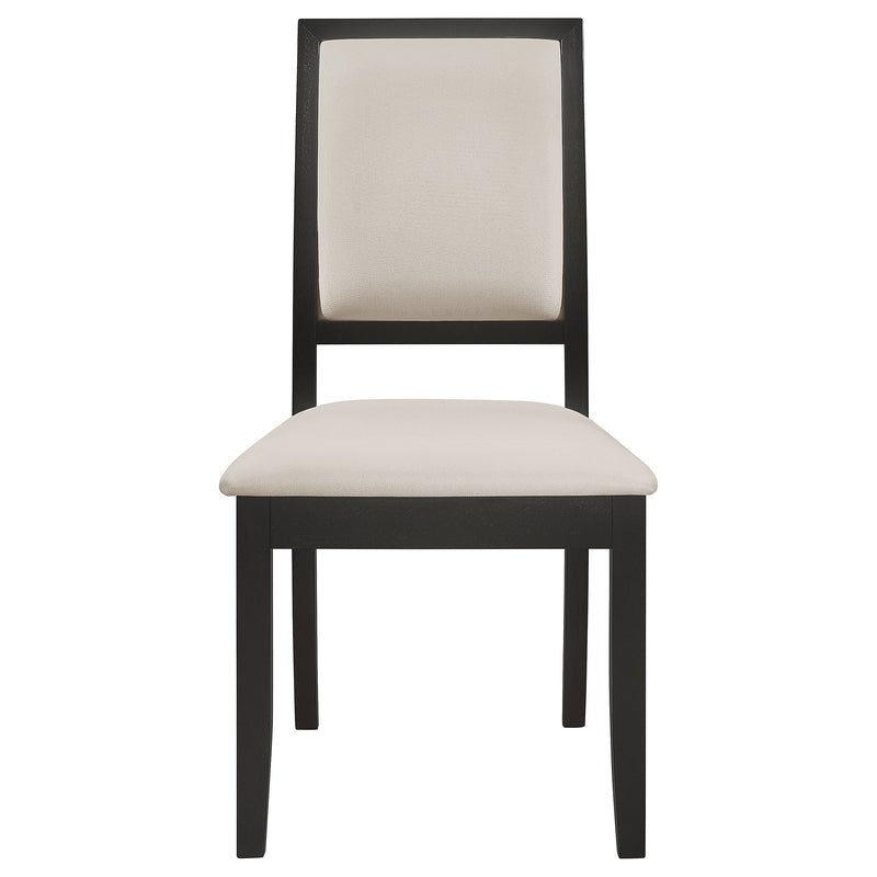 Silla de comedor lateral Louise tapizada en madera negra (juego de 2)