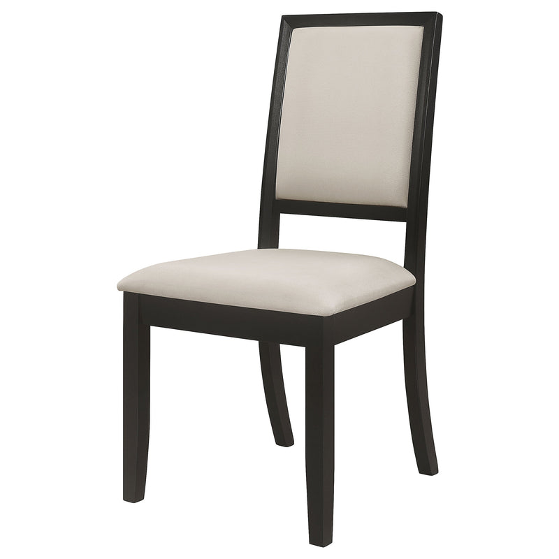 Silla de comedor lateral Louise tapizada en madera negra (juego de 2)