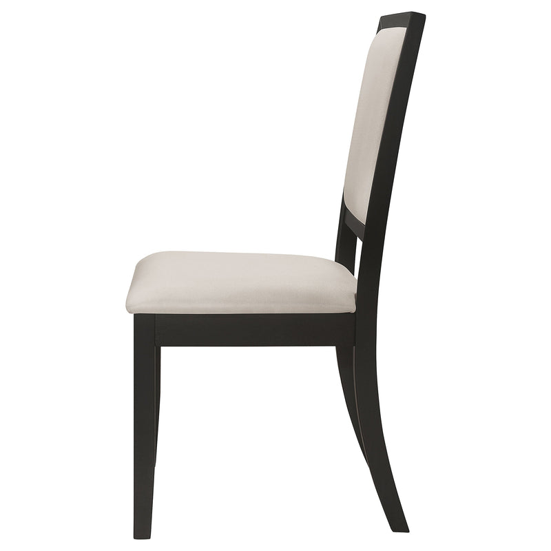 Silla de comedor lateral Louise tapizada en madera negra (juego de 2)