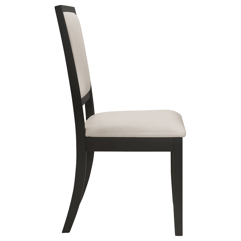 Silla de comedor lateral Louise tapizada en madera negra (juego de 2)