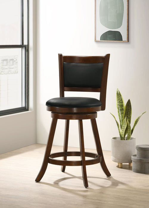 Broxton Upholstered Swivel Bar Stools Chestnut and Black (Set of 2)