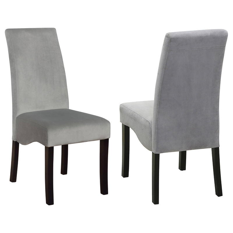Silla auxiliar de comedor tapizada en terciopelo Stanton, gris (juego de 2)