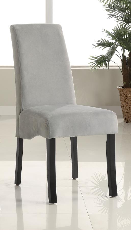 Silla auxiliar de comedor tapizada en terciopelo Stanton, gris (juego de 2)