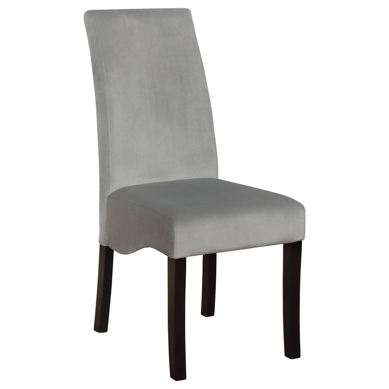 Silla auxiliar de comedor tapizada en terciopelo Stanton, gris (juego de 2)