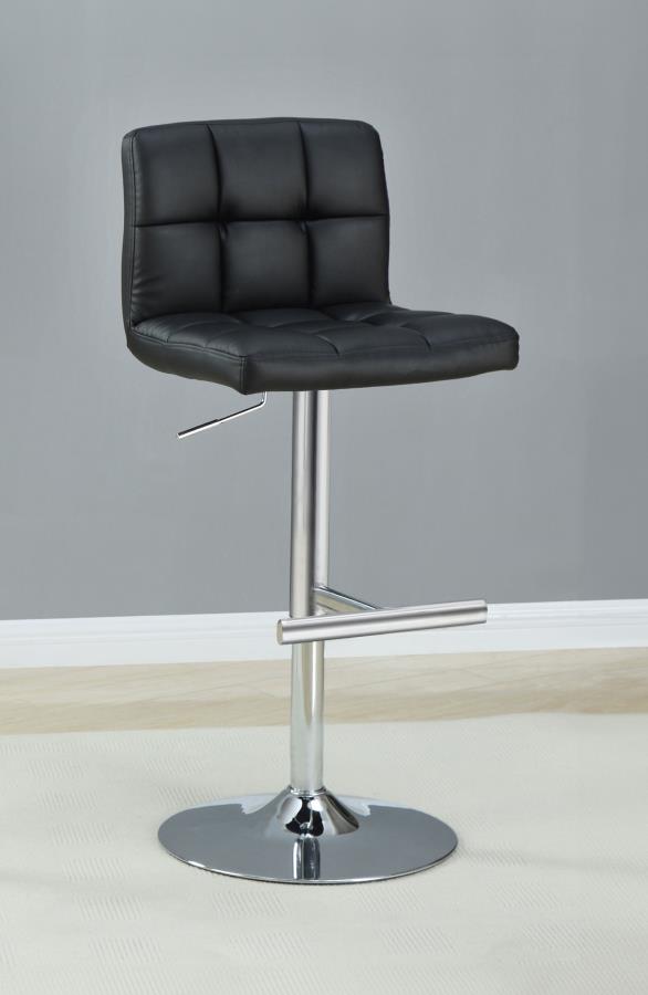Lenny Tufted Adjustable Faux Leather Bar Stool (Set of 2)