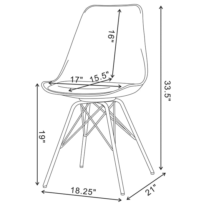 Juniper Armless Dining Chairs Black and Chrome (Set of 2)